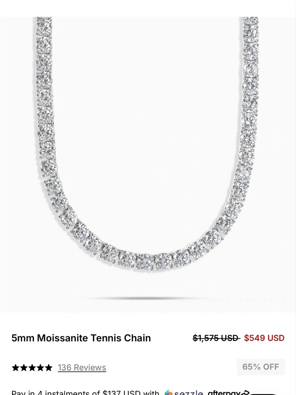 Ice Silver Moissanite Tennis Chain Necklace